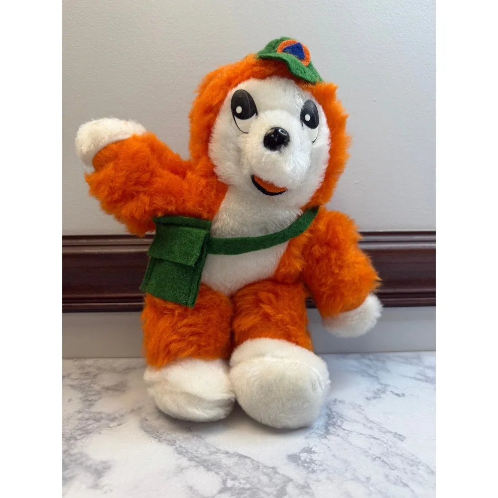 Vintage Orange White Bear Forest Ranger Scout Plush Mascot Green Hat Bag 10